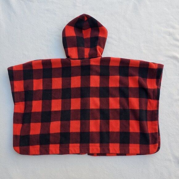 Old Navy red and black buffalo plaid cape coat with hood - Picture 6 of 10